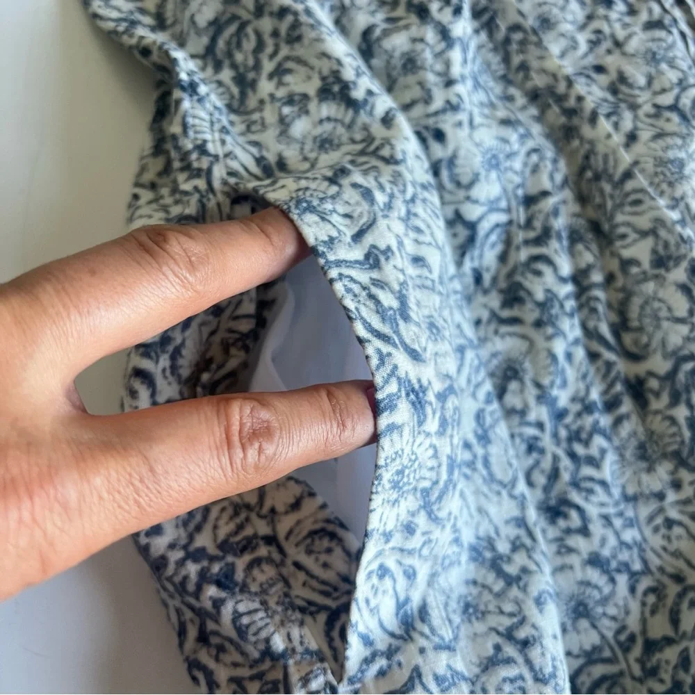 Faherty Isha Floral Imma Dress White with Blue Flowers w/ Pockets Size Small NWT - Picture 11 of 14